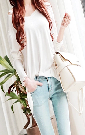 Blusa de manga larga con caída y Jeans