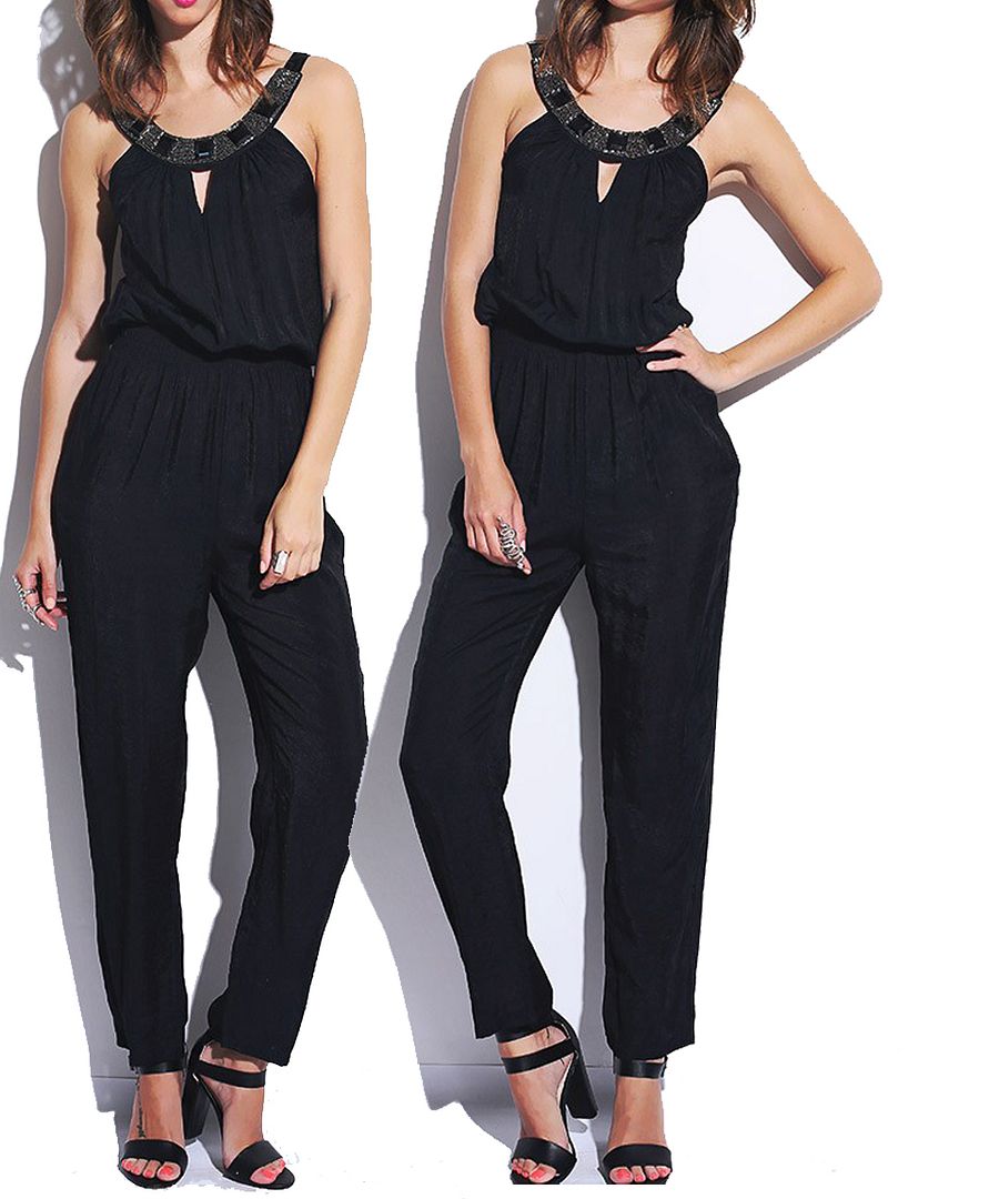 black long sleeve bodycon jumpsuit