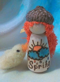Springtime PegCorn Doll with Wool Chick 
