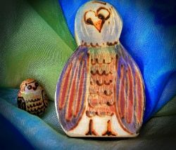 "Owlectra and Ornery" Two Funky Wooden Owls.