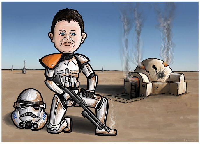 Custom Drawn Star Wars themed cartoons and caricatures - Vintage Star