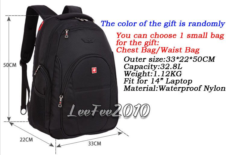 SWISSGEAR Waterproof Backpack Travel Gym Bag Laptop Satchel Student Bag