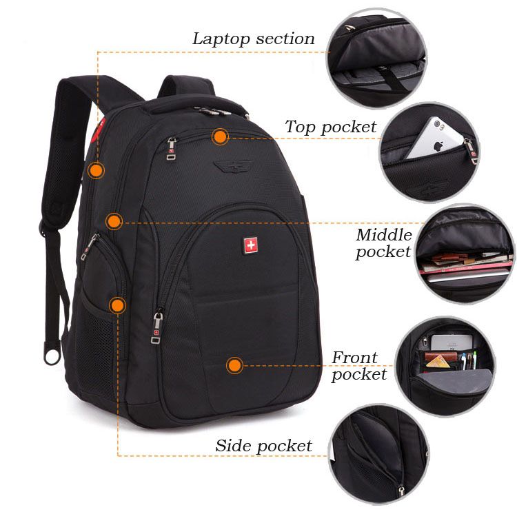 SWISSGEAR Waterproof Backpack Travel Gym Bag Laptop Satchel Student Bag