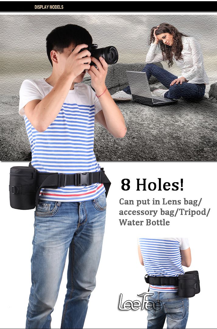 Padded Camera Waist Belt Lens Bag Holder Case Pouch Holder Pack Strap