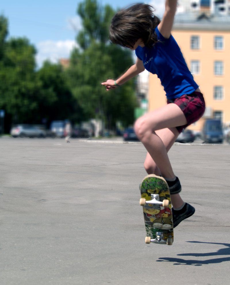 Blue Skate Maneuver Girl