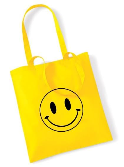 有关以下物品的详细资料: smiley face printed tote bag - yellow
