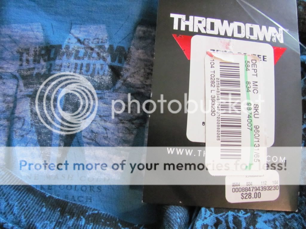 New THROWDOWN Premium Mens Blue S/S Skull Crew Zero Tee Shirt Top 