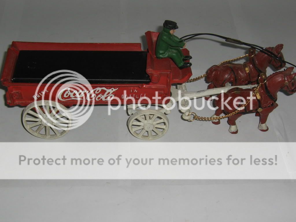 Coca Cola Vintage Cast Iron Horse Drawn Wagon  