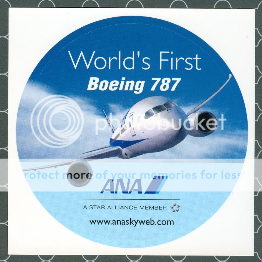 WORLDS FIRST BOEING 787 ANA FLAG CARRIER ROUND STICKER  