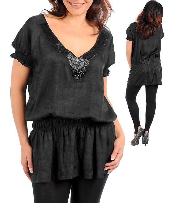 Black plus size party tunic