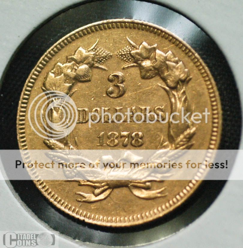 1878 USA $3 Gold EF 40 *Soldered  