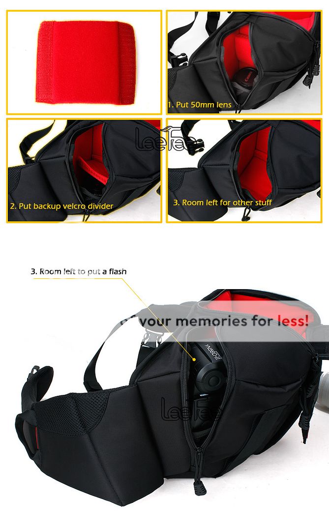 Shoulder Chest Camera Waist Carry Bag Backpack DSLR Canon EOS 5DII Nikon Sony